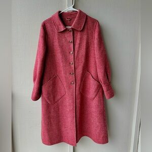 80% Wool Red Gingham Coat Size M